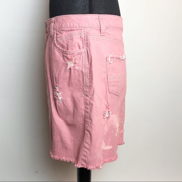 Vintage Pink Distressed Denim Skirt | 11/12 - Picture 2 of 3